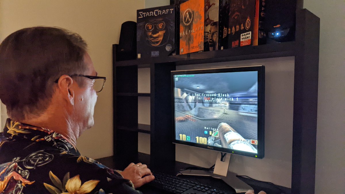 Dad came over tonight and told me he beat HROT then proceeded to boot up Quake 3 Arena to prove he's still got it. I hope I'm half as cool when I'm his age