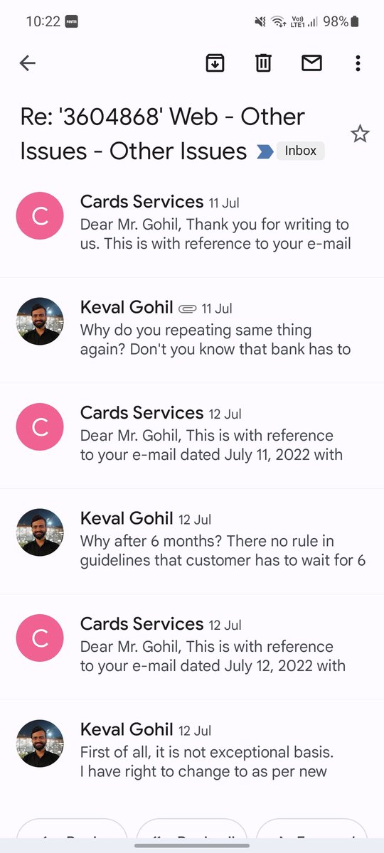 kevalboss's tweet photo. @RBI @RBIsays I asked @HDFC_Bank to change my bill credit card generation date as per new credit card guidelines by RBI but there are not updating it. Saying they can update after 6 months. There is no rule like that. I told them I'll complain it to RBI. But they just don't care https://t.co/IWaZ3AP22e