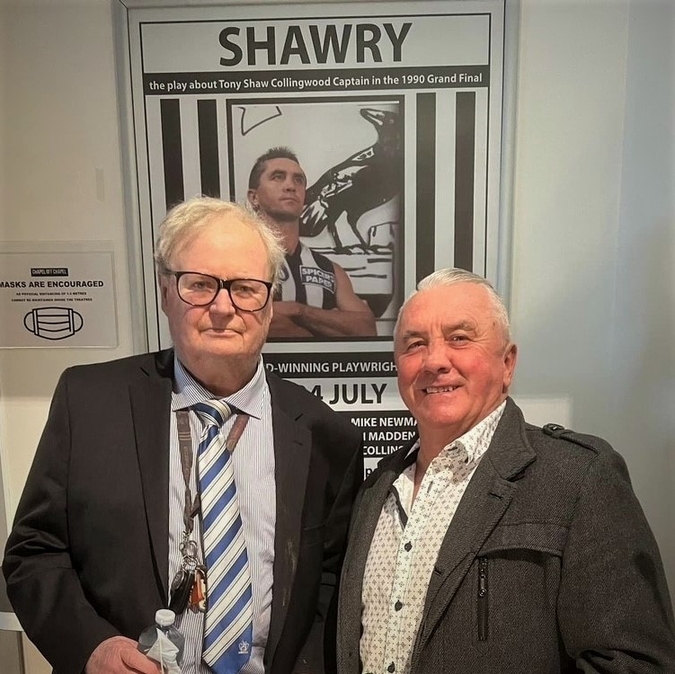 SHAWRY - NOW PLAYING 🏉
Playwright Neil Cole with the man himself <a href="/TonyShaw22/">Tony Shaw</a> at the opening night of Shawry. The audience loved the drama, the action &amp; the story of the great Collingwood Captain. Footy fever is here - don't miss out.
📆 Until 24 Jul
🎟️ ow.ly/ktcq50JVuP9