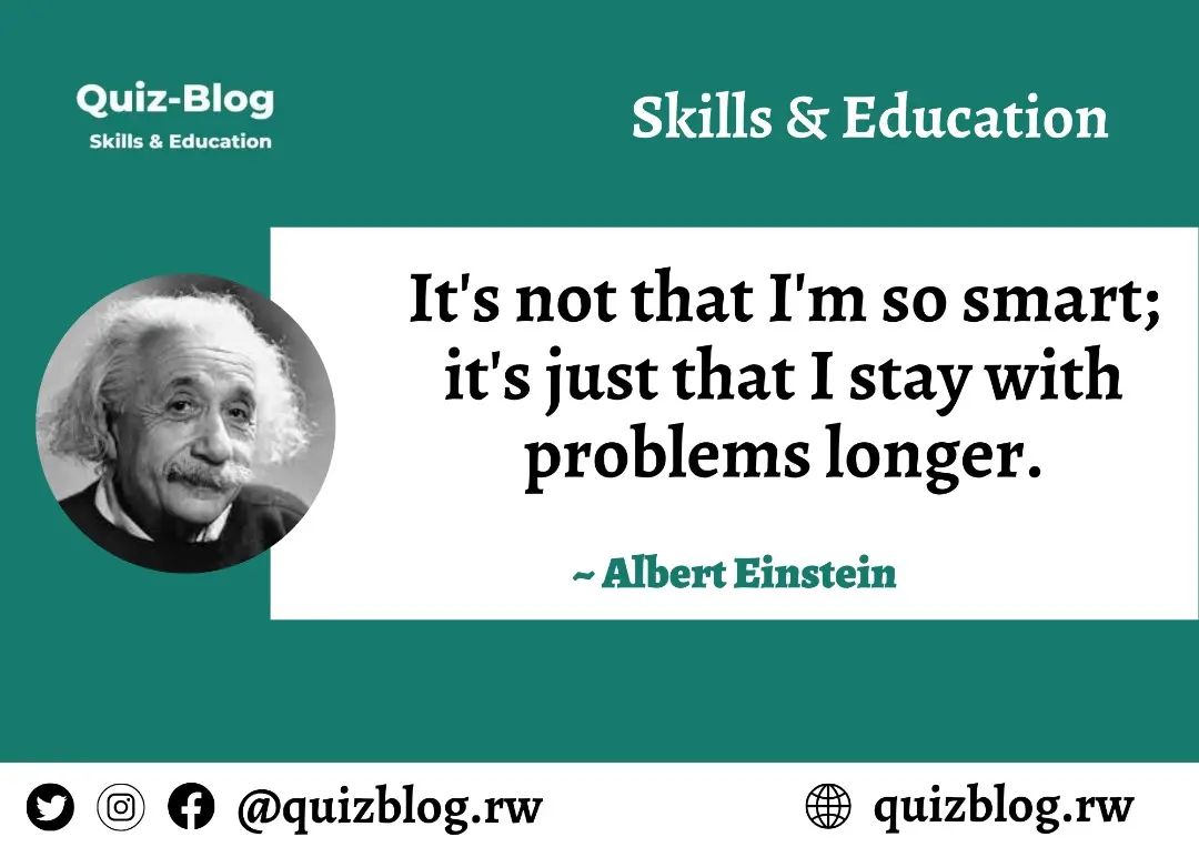 QuizblogRw's tweet photo. And he was really a genius. Isn't it? Then why wouldn't you try the same and spend more time with problems and quizzes on #QuizBlog? Visit our website more often to improve your learning experience.
#AlbertEinstein #AlbertEinsteinQuotes #LearningQuotes #QuizBlog #WeForYou https://t.co/ovl9oWD0Dm
