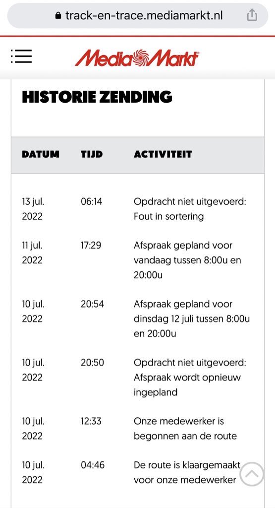 mhjvandenberg's tweet photo. Hallo, @mediamarkt_nl, ik heb vorige week een tablet bij jullie gekocht. Die is die is niet bezorgd. Van jullie bezorger #DynaLogic heb ik sinds gisterochtend niets meer vernomen, en jullie ‘klantenservice’ doet niets. Dit kan toch niet? https://t.co/DD0yUUQdhR