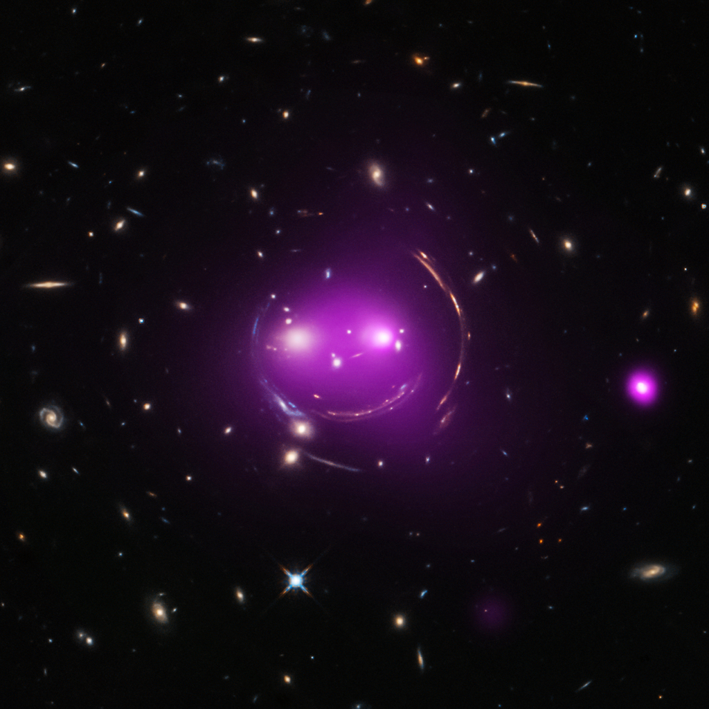 konstructivizm's tweet photo. Gravity's Grin
Image Credit: X-ray - NASA /CXC / J. Irwin et al. ; Optical - NASA/STScI
Thetwo large elliptical "eye" galaxies represent the brightest members of their own galaxy groups which are merging.Their relative collisional speed of nearly 1,350 kilometers/second heats gas https://t.co/eeVLM8Tfyl