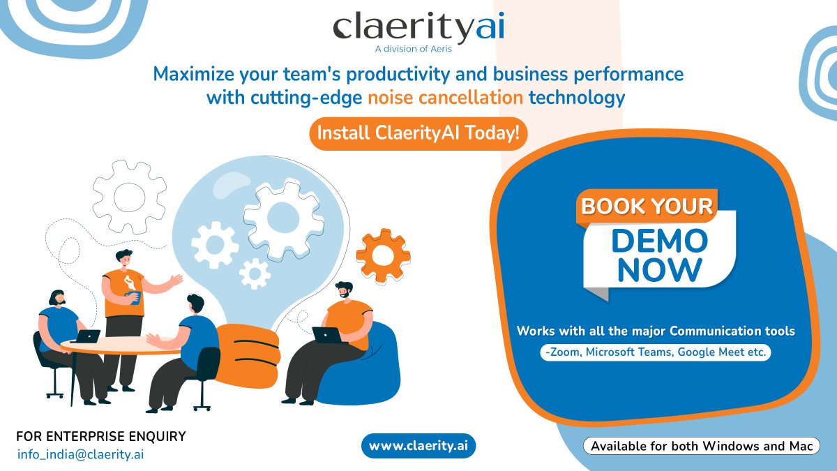 Aeris_EM's tweet photo. #ClaerityAI, an AI-powered speech augmentation tool, can help you take your business to the next level while you work from home permanently or in hybrid mode. 

Install Now: https://t.co/PUW4Bkvlro

#NoiseCancellation #ClearVoice #ClearSpeech #BestAudioQuality #AiTechnology https://t.co/gKaFGqaPIN
