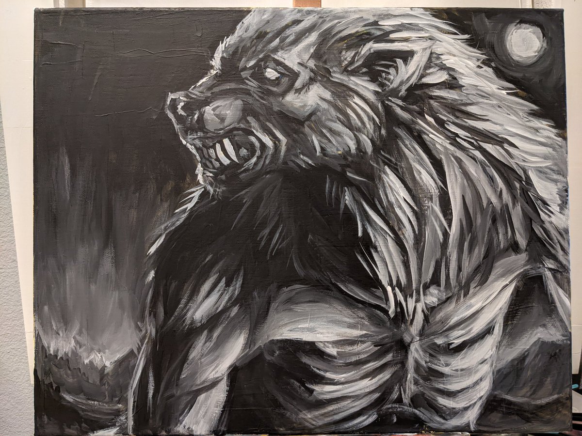 CitricCanine's tweet photo. Painting WIP for #WerewolfWednesday 😋. Gonna add rough colors next! https://t.co/C4Rn9QOVuu