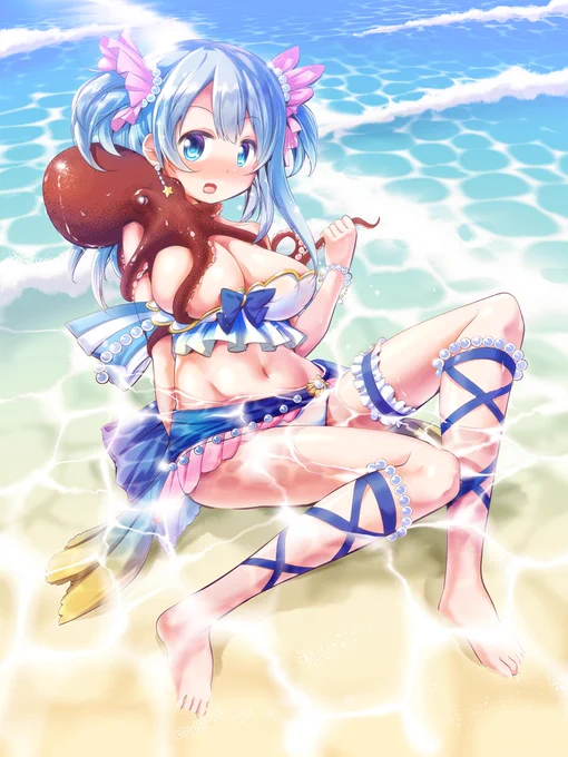 水着レナとタコのハッチ
マギレコイベ:Mixed Summerより
※塗り改良&背景加筆 