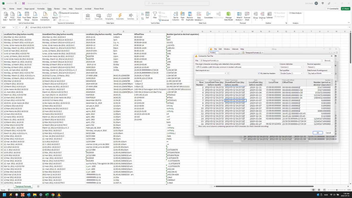 ultorg's tweet photo. So... many... date... and... time... formats. Ultorg's CSV connector will now parse them all. Or a good bunch of them, anyway. https://t.co/kC2H2UpcjG