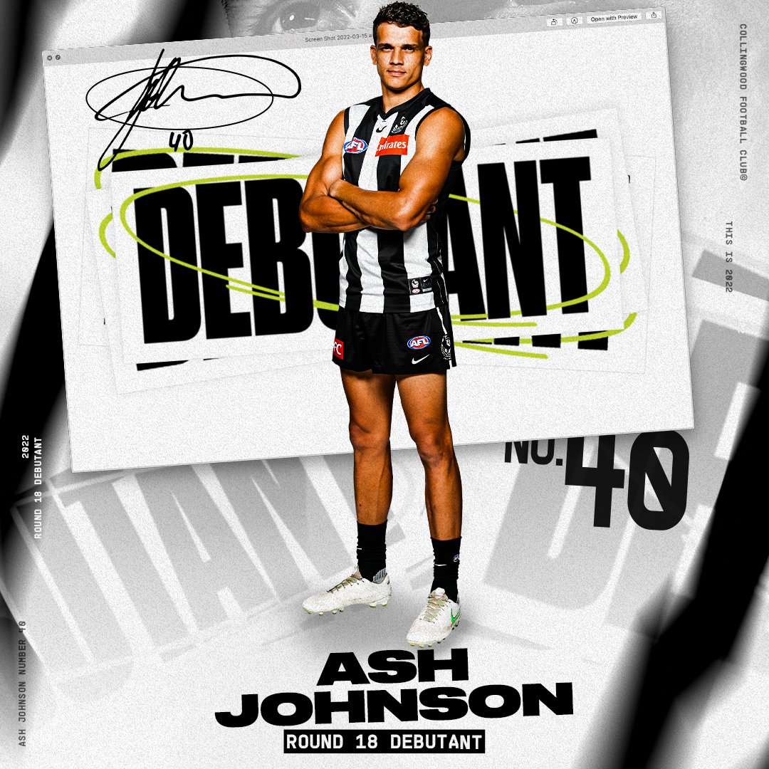 CollingwoodFC's tweet photo. Ash Johnson, a proud Gija / Jaru / Bunuba man, will make his AFL debut against the Crows this weekend.

How awesome 🖤