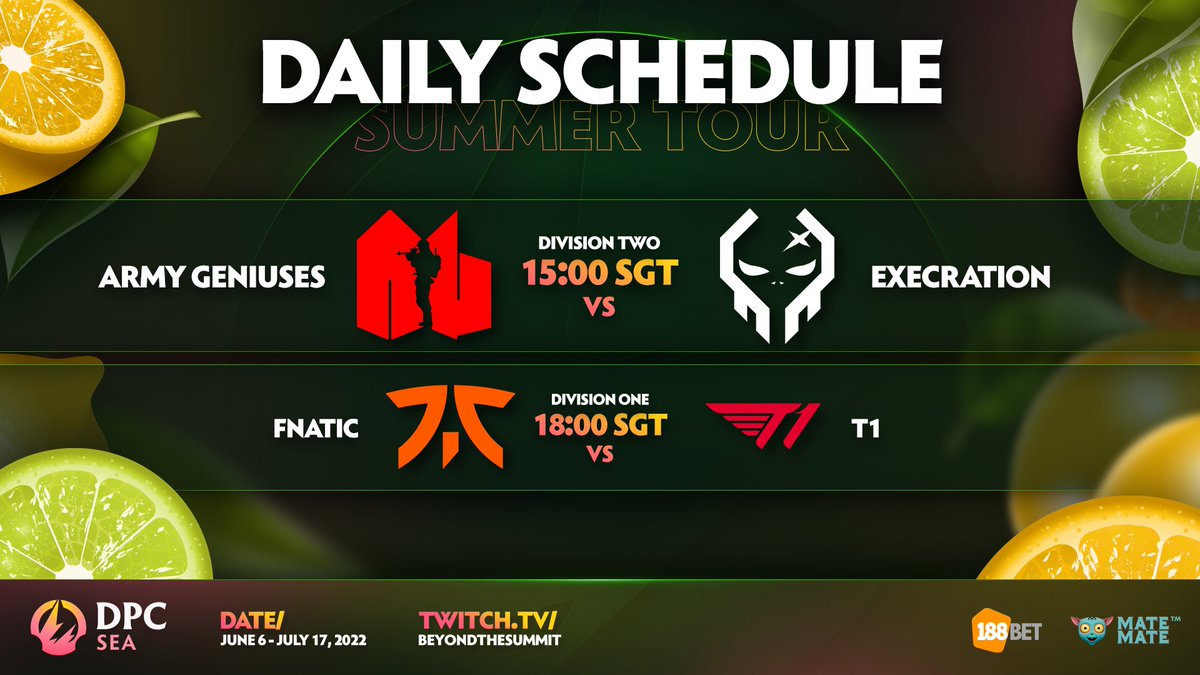 Few more hype series before we end Summer Tour! ☀️

Here's today's schedule of epic #SEADPCLeague matchups beginning in the next hour! 🙌

📺 twitch.tv/beyondthesummit