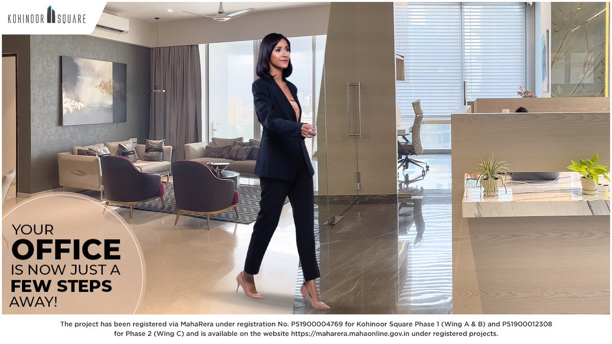 kohinoor_square's tweet photo. Now work from home while being in your office only at Kohinoor Square. No need to take long exhausting rides to your office anymore. At Kohinoor Square, your office can only be a few steps away from your Home.
Book today!
#Kohinoorsquare  #DadarisUpgrading #Dadar   #Mumbai https://t.co/kgF5R31Olq