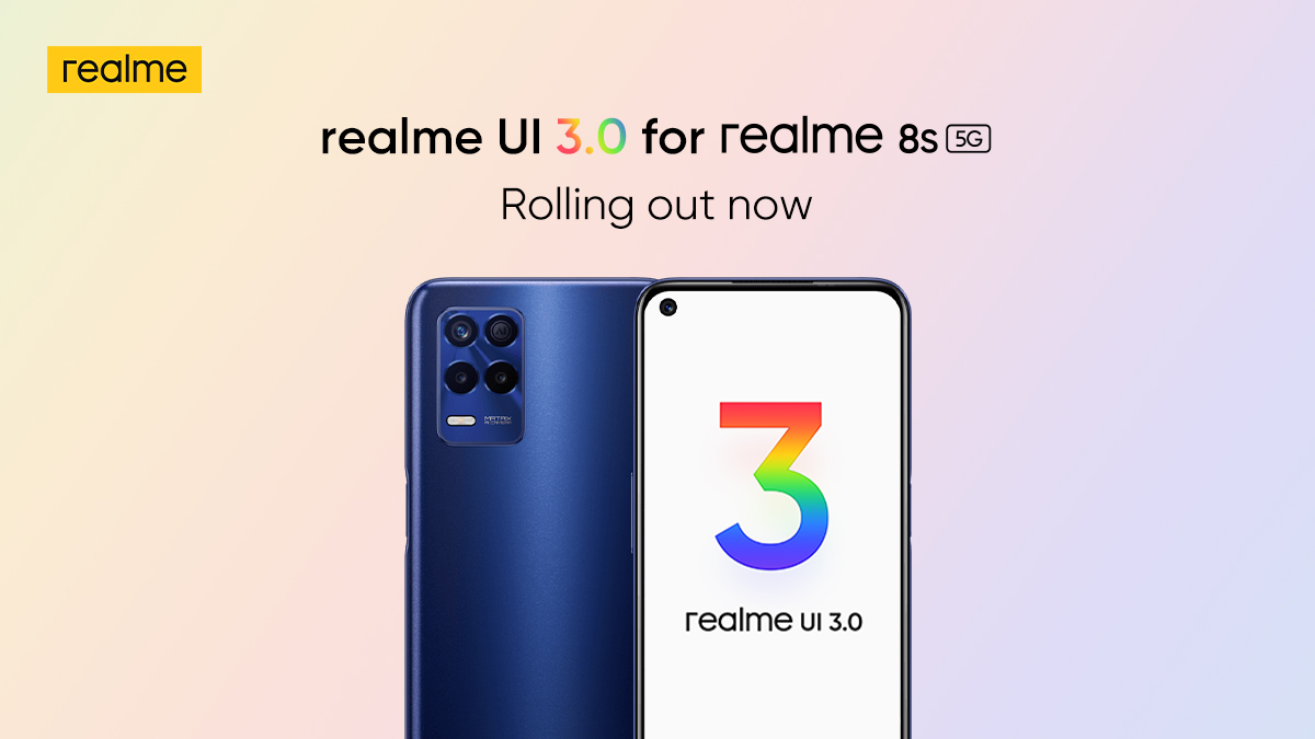 realmeIndia's tweet photo. Exciting news for all the #realmenarzo50A & #realme8s 5G users as #realmeUI 3.0 is rolling out now.
#realmenarzo50A: https://t.co/tvLP1Wm58O
#realme8s 5G: https://t.co/kbvSBUL4ri
#SeamlessFun #MightyPerformanceInside #InfinitelyPowerful https://t.co/v2xel0WwhF