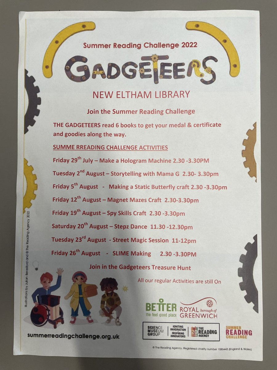 The Summer Reading Challenge is back! Visit summerreadingchallenge.org.uk/news/general/g… or your local library to find out more! New Eltham Library has some great activities planned for the holidays in celebration of the challenge.