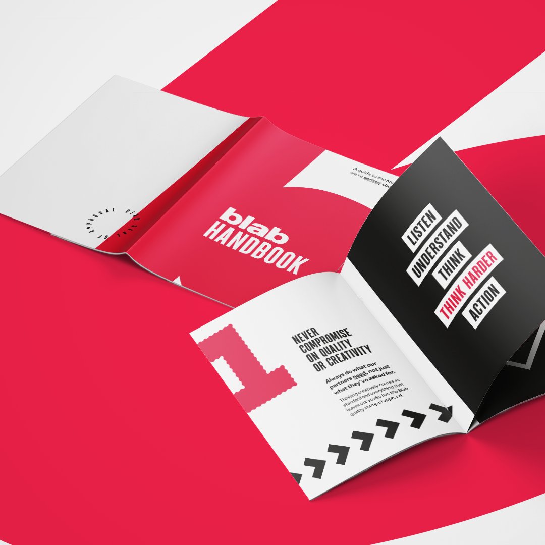 6 months ago we introduced the book of Blab to our team and clients 🙌 We put our all into this handbook which shares our core values, mission, tips and bucket list ✅

Need support with internal comms? We’re your team 💪