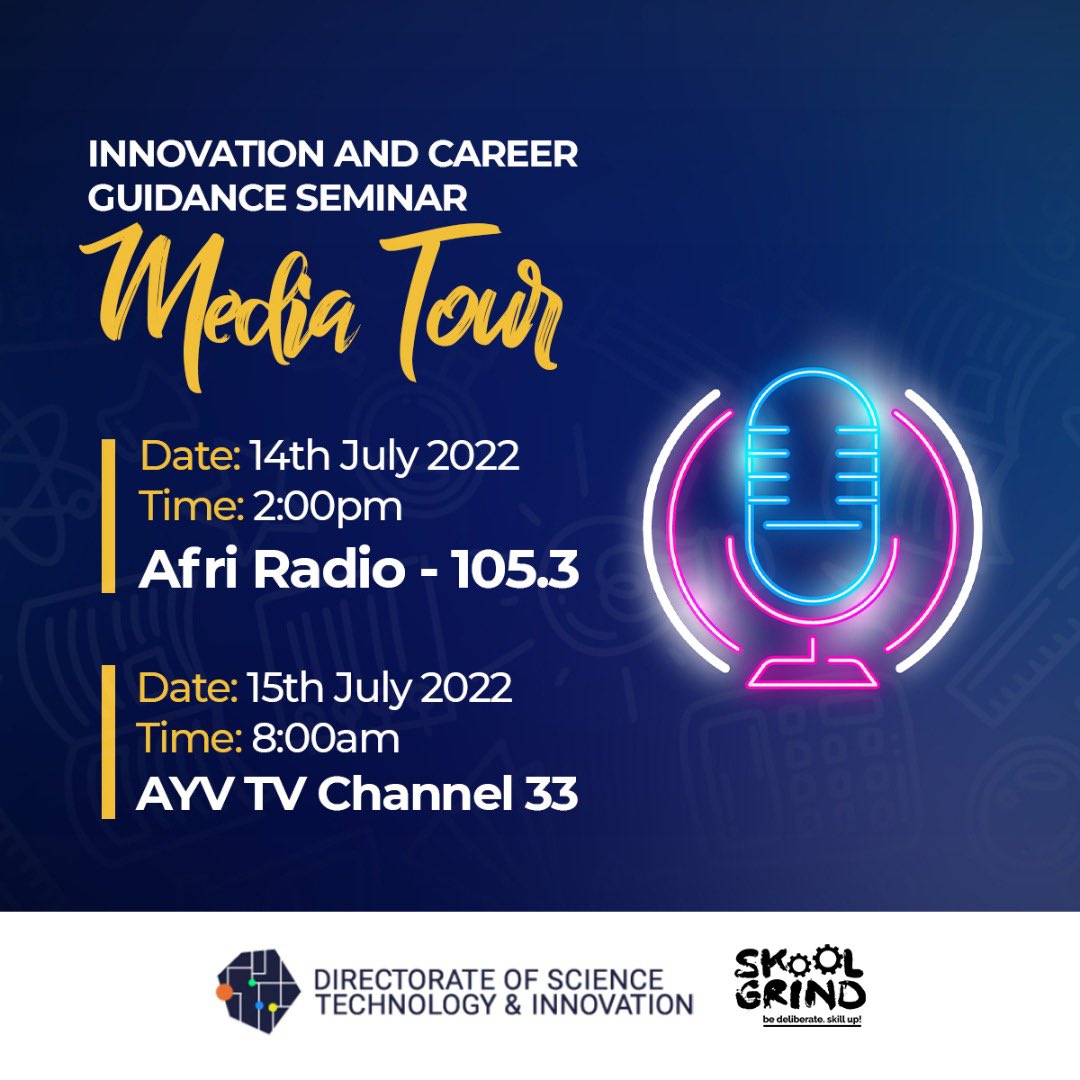 DSTISierraLeone's tweet photo. Tune in to @AfriRadioSL 105.3 today at 2:00 &amp; @ayvnews Channel 33 tomorrow at 8:00AM GMT to find out more about @DSTISierraLeone’s school tour  &amp; the upcoming #Innovation &amp; Career Seminar with @SkoolGrind. https://t.co/MZXqqFceBA