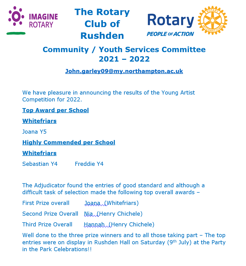 WhiFriPri's tweet photo. Well done to all the children who entered the Rotary Art Competition this year and congratulations to Joana, Sebastian and Freddie for their awards! https://t.co/XHu1R71yZO