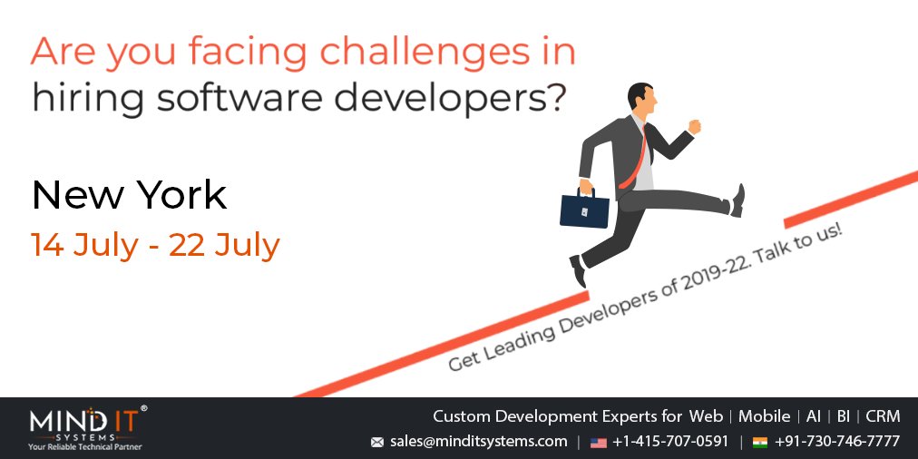 Finding it hard to hire developers? Complexity includes verifying skillset, the right talent, trustworthiness & credibility.  
Hire leading remote developers of 2019-2022, we are in New York till 22nd July.   
minditsystems.com/meetup-in-your…
#newyorkevents #newyorkbusiness #newyorkmeet