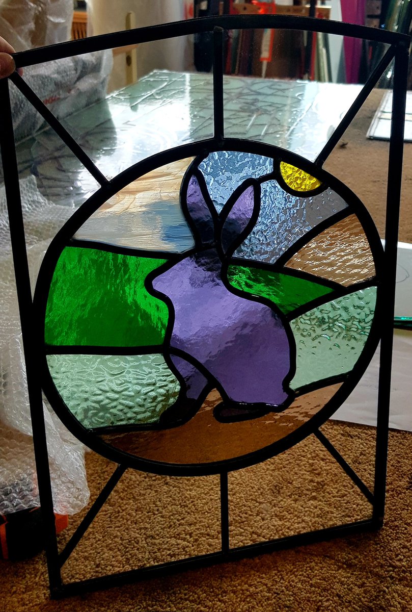 TaylorsGlass's tweet photo. This leaded light was designed by our client and brought to life by our decorative glass team. It was encapsulated so that our client can enjoy the benefits of double glazing and the look of their gorgeous purple bunny leaded light π°π #TaylorsTeam #LeadedLight https://t.co/jHdGn7wr44