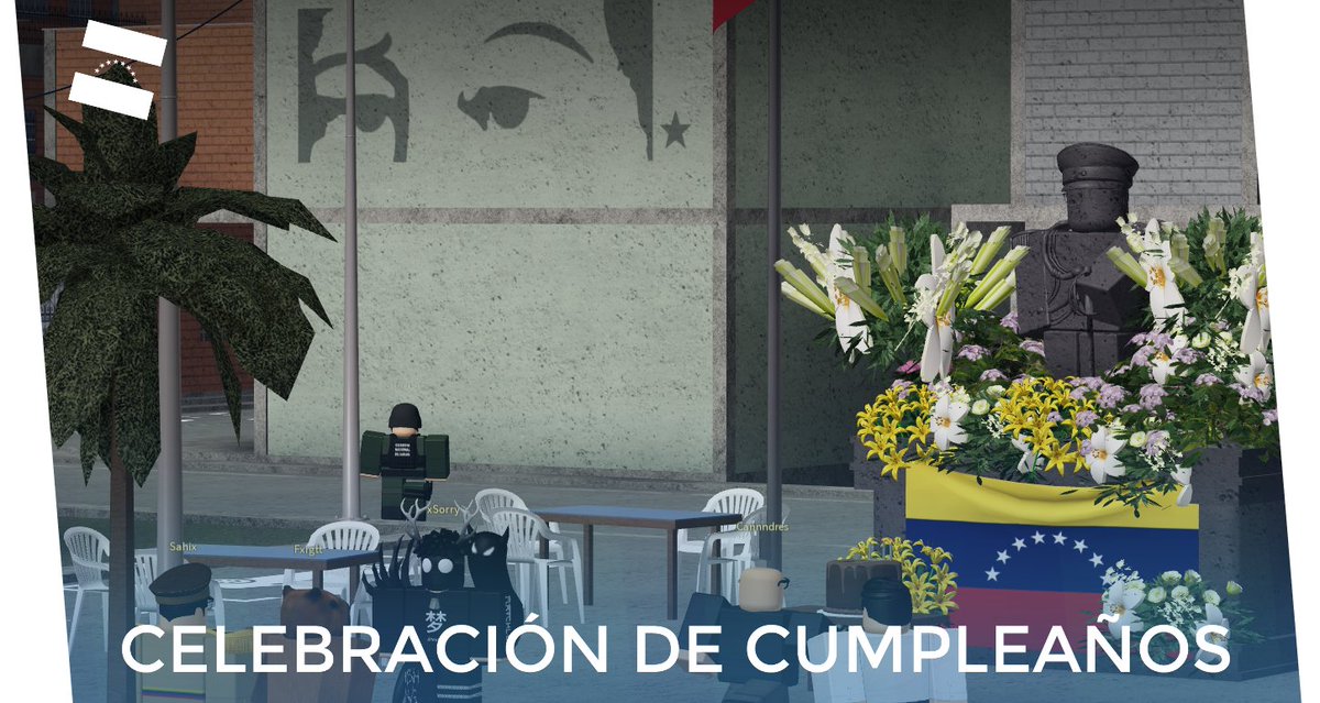 VenezuelaRbx's tweet photo. Ayer en la Parroquia Petare se llevó a una celebración por el cumpleaños del Presidente Constitucional SahixChalbaud. 🎂🥳🎉
#Venezuela #Roblox #Roleplay https://t.co/XhnPajV25j