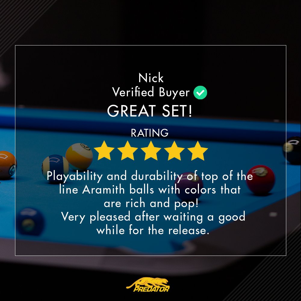 PredatorCues's tweet image. Looking for pool balls you can trust? 
The ARCOS II Pool ball set is customer approved, with 5/5 stars. 🤩

Rack 'em up for yourself:
USA: predatorcues.me/3PoxANg
INT: predatorcues.me/3PvPmhL

#PoolBalls #8Ball #CueBall #PredatorCues