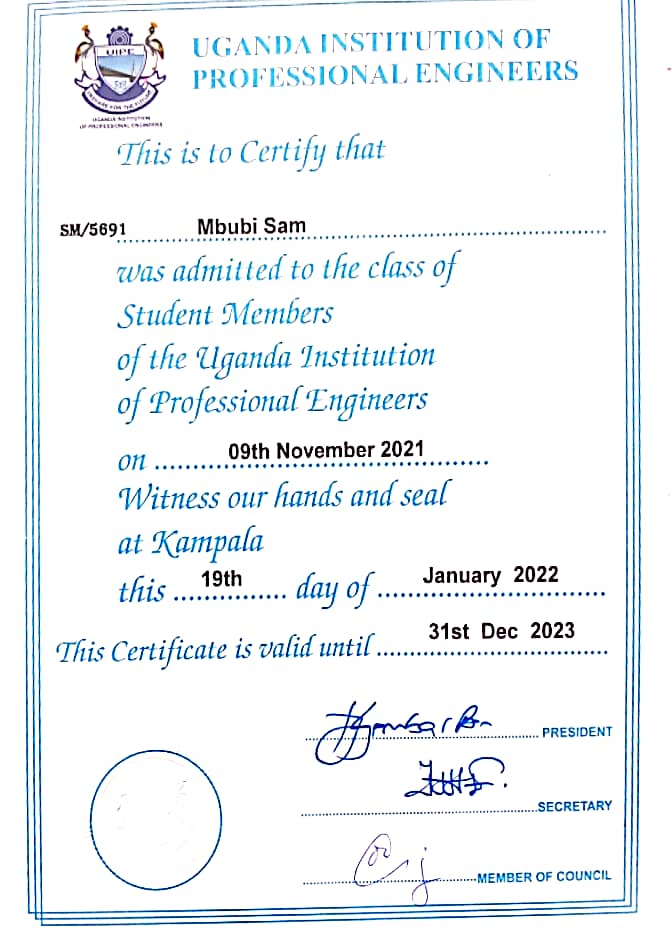 MbubiSam's tweet photo. #studentmember @UIPE_Uganda @kab_eng_society  SM/5691 https://t.co/5mGyioyNa8