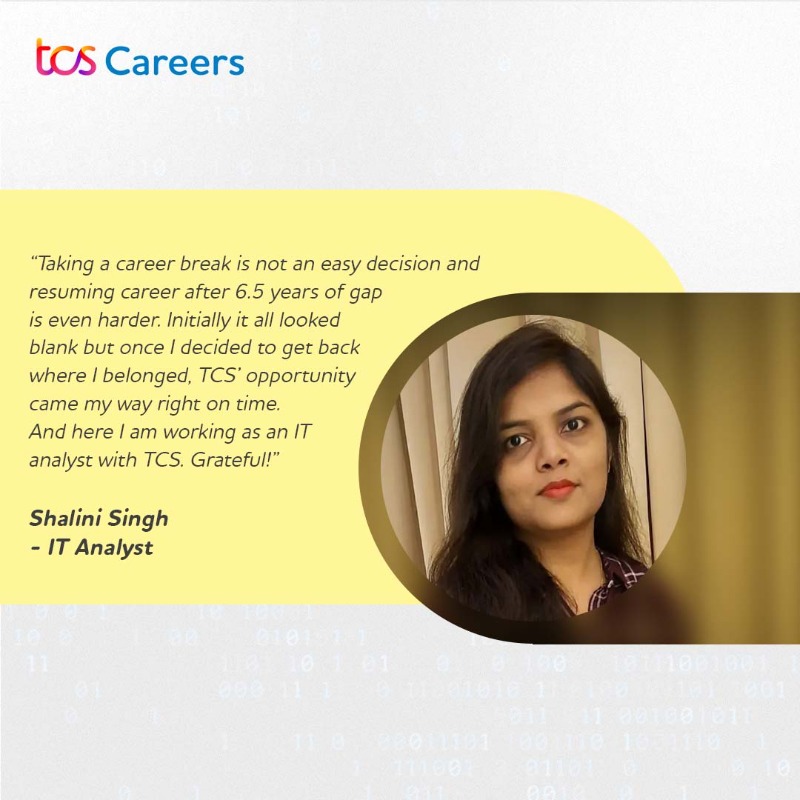 People_TCS's tweet photo. Gaps or no gaps - we welcome everyone! If you are looking to #Rebegin after a career break, TCS is the place for you.

Make #TheBigMove now.

Link: https://t.co/gHZ1kmJ4fN