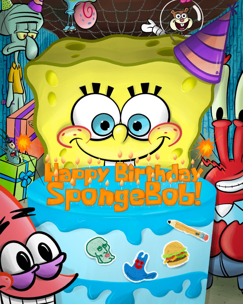 SpongeBob's tweet image. to many years and counting! Happy Birthday SpongeBob 🎉