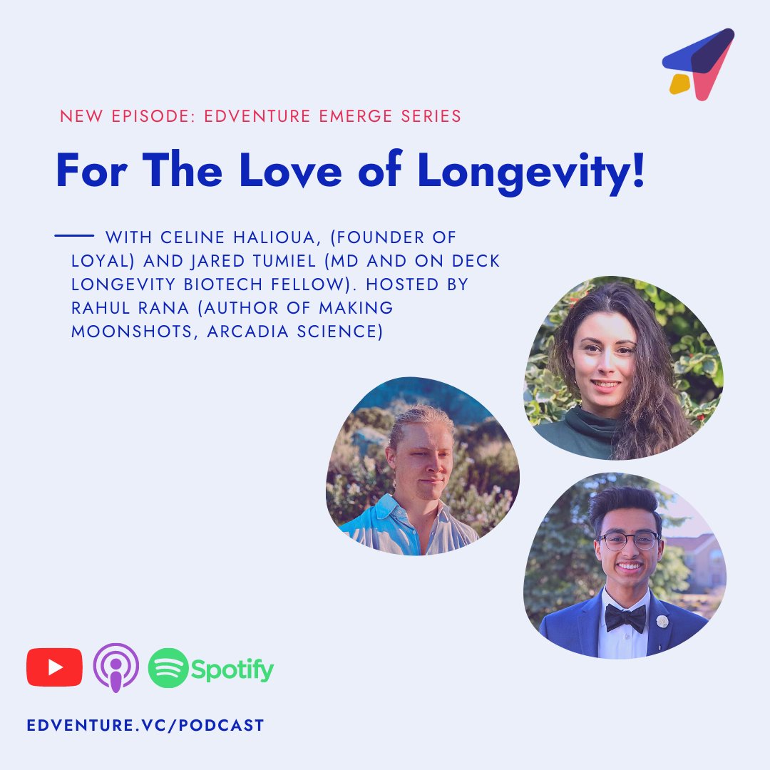 edventurevc's tweet photo. Tune into our last episode from #EdventureEmerge with @celinehalioua, founder of @loyalfordogs, which has raised over $38M for its mission to tackle ageing in our canine best friends 🐶 Ft @rrana03_ &amp; @jnearestn
👉YouTube https://t.co/eVHW1fBLRf 
👉Podcast https://t.co/VP2q7FDwq3 https://t.co/3YJrFMOhyh