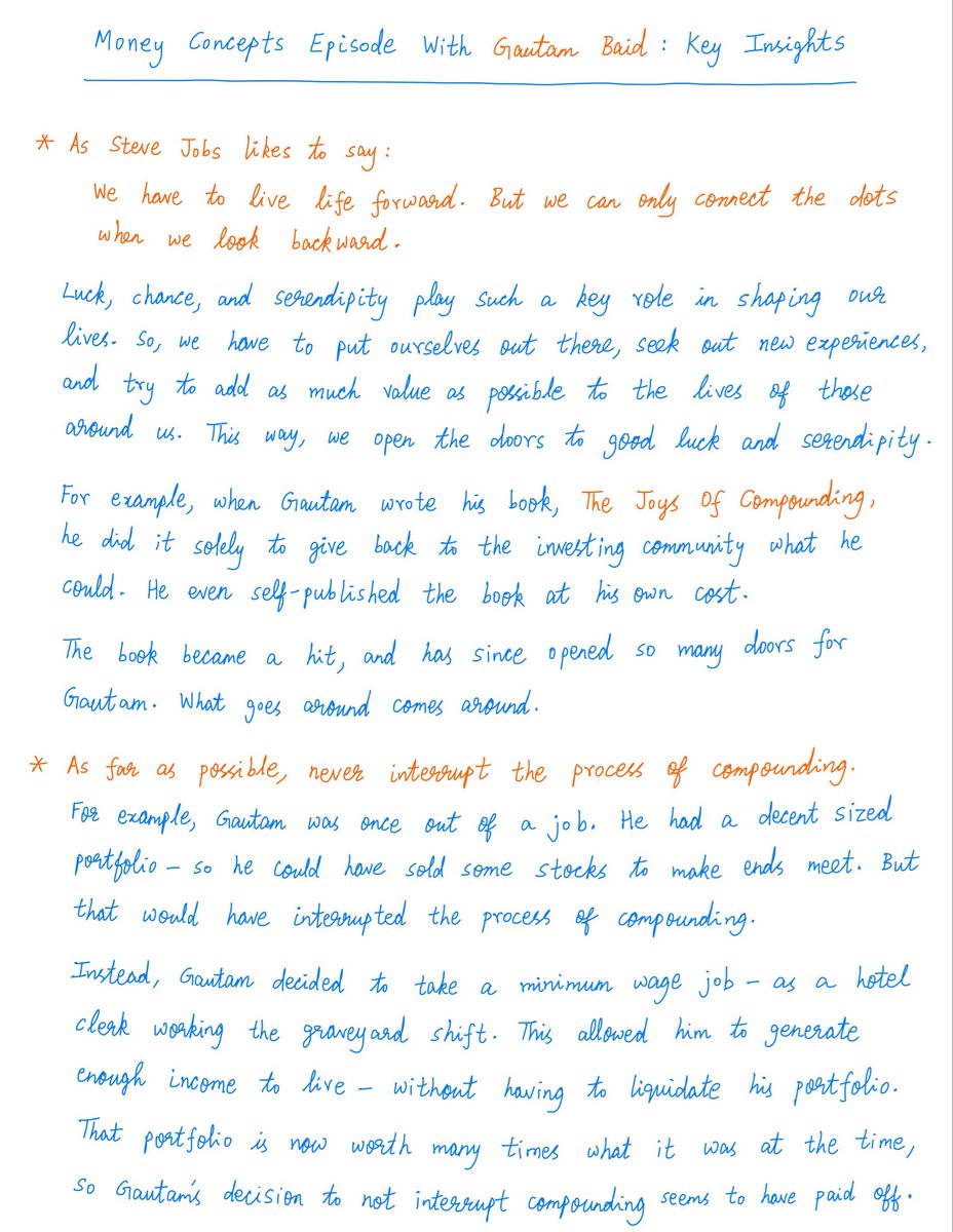 10kdiver's tweet photo. Folks, here’s our latest Money Concepts episode with @Gautam__Baid.

For about an hour and 20 minutes, we spoke about The Joys Of Compounding, investing in India, and how to manage other peoples’ money successfully.

Link: https://t.co/Rw6kcFkcl2

My notes from the episode: https://t.co/2rpi6N4DZV