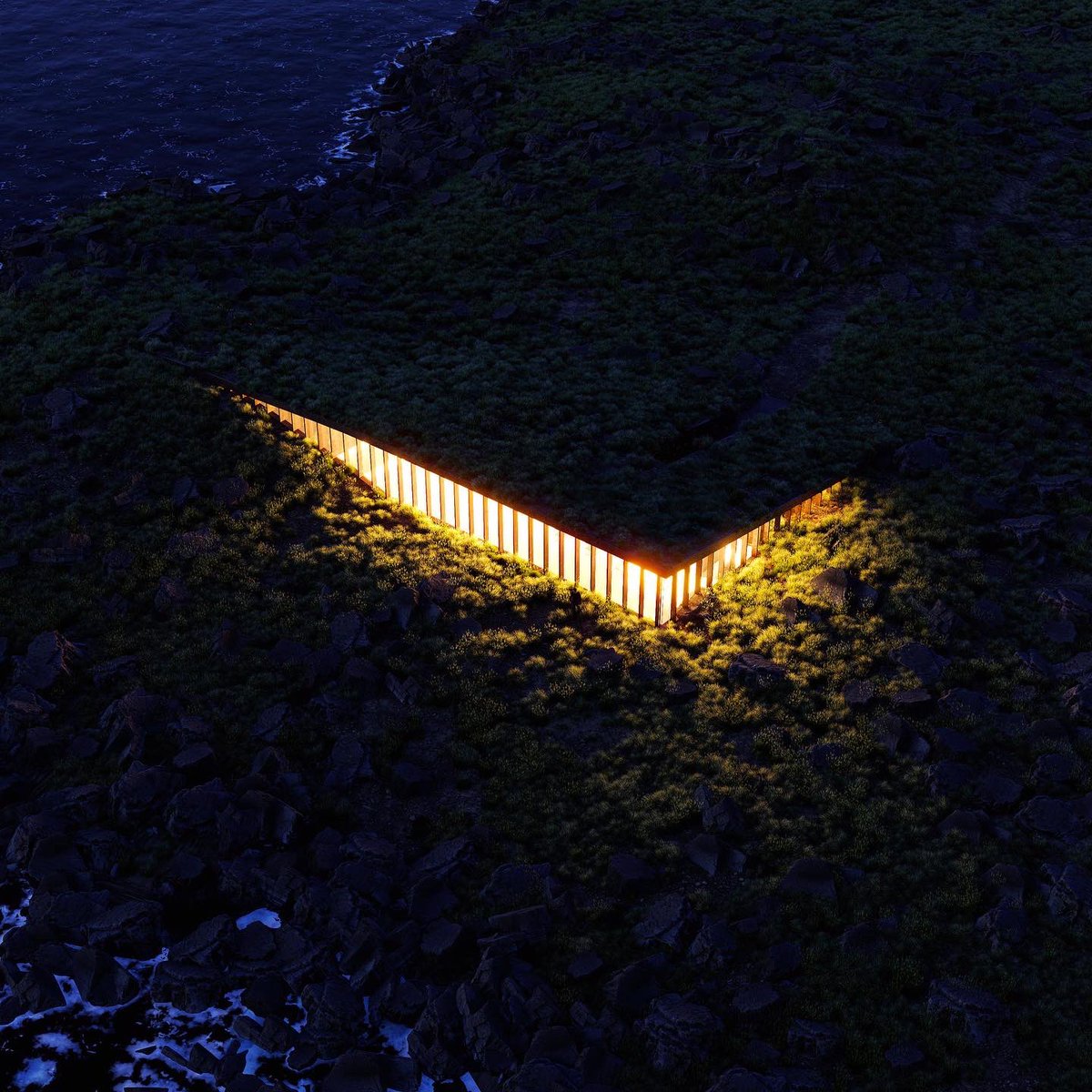 My modern day interpretation of the traditional Turf-house for an Icelandic retreat near Reykjavík. 

The structure acts as a natural prolongation of the terrain, blending in with the topography. More coming soon 🗻