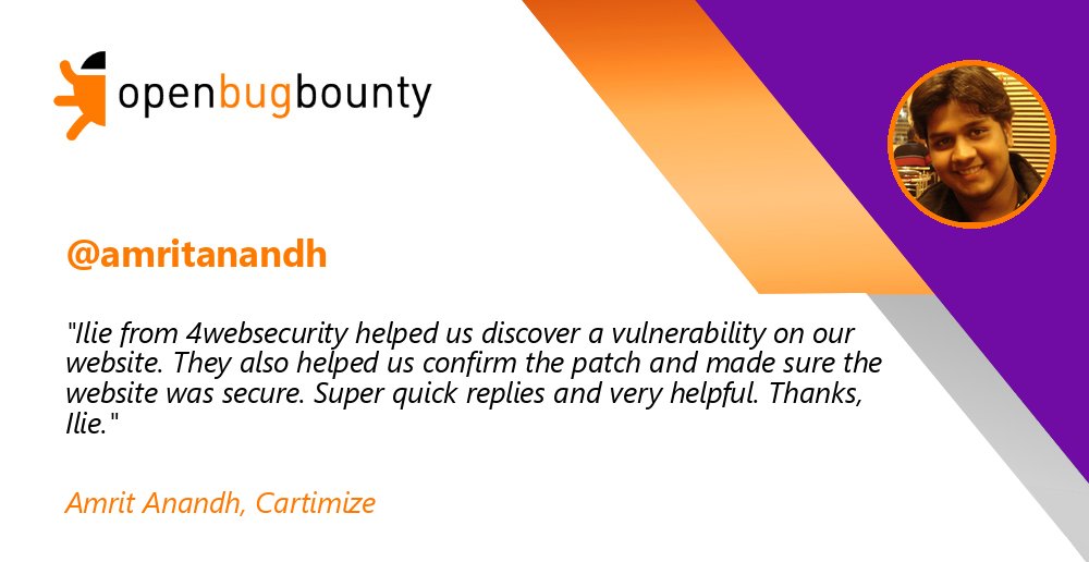 openbugbounty's tweet image. New recommendation for @4websecurity for responsible disclosure. We make Web a Safer place! #BugBounty #AppSec
