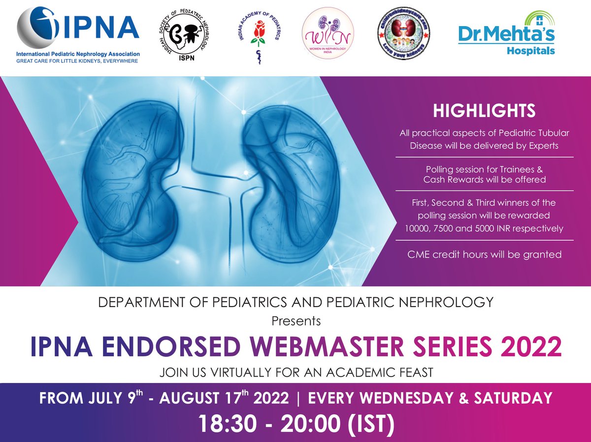IPNA Ped Nephrology (@ipna_pedneph) on Twitter photo We are inviting all the interested Pediatric Nephrologists to join us in this great series that is running every Wednesday and Saturday until August 17.
๐Program and Zoom links: bit.ly/3AKlMkp
<a href="/ASianPNA/">Asian Ped Neph Association</a> <a href="/Alanepe1/">Alanepe</a> <a href="/AfricanAFRAN/">African Association of Nephrology (AFRAN)</a> #pedneph #webinar We are inviting all the interested Pediatric Nephrologists to join us in this great series that is running every Wednesday and Saturday until August 17.
๐Program and Zoom links: bit.ly/3AKlMkp
<a href="/ASianPNA/">Asian Ped Neph Association</a> <a href="/Alanepe1/">Alanepe</a> <a href="/AfricanAFRAN/">African Association of Nephrology (AFRAN)</a> #pedneph #webinar