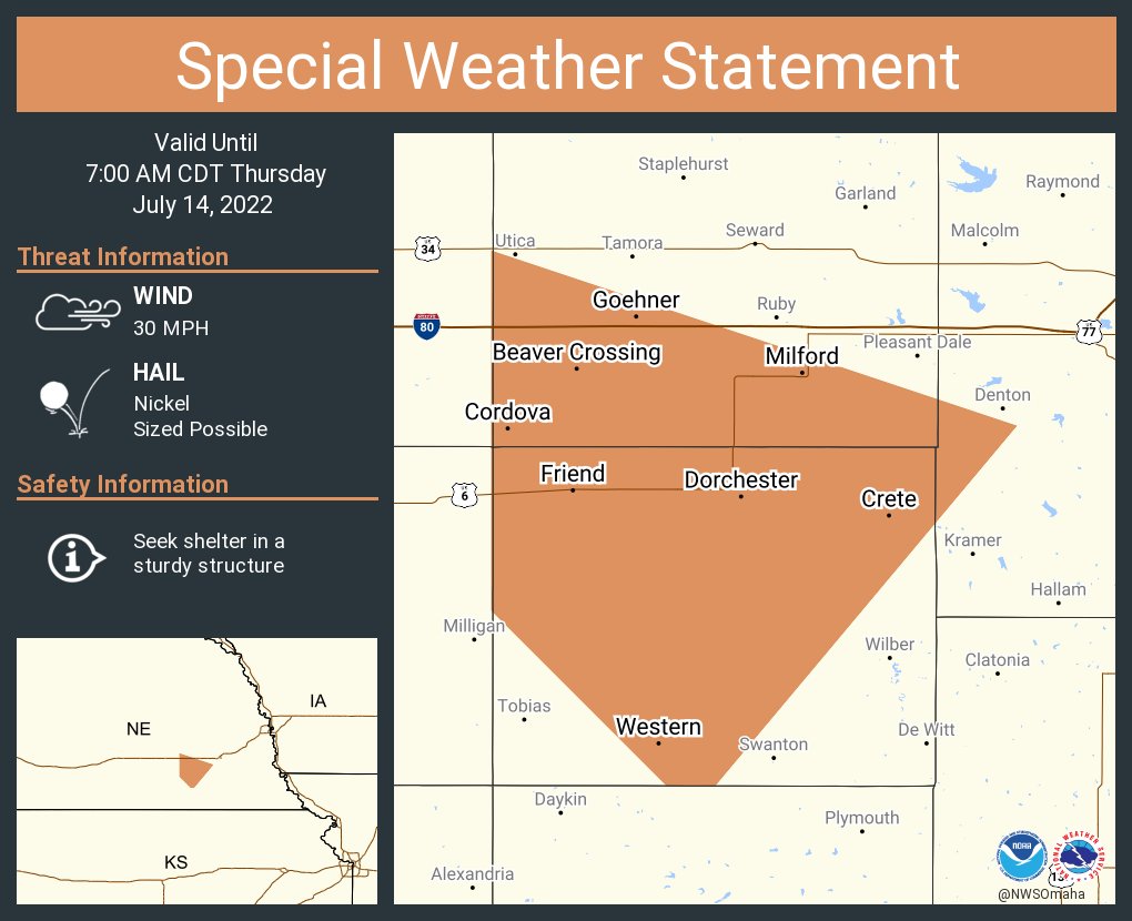 NWS Omaha on Twitter "A special weather statement has been issued for