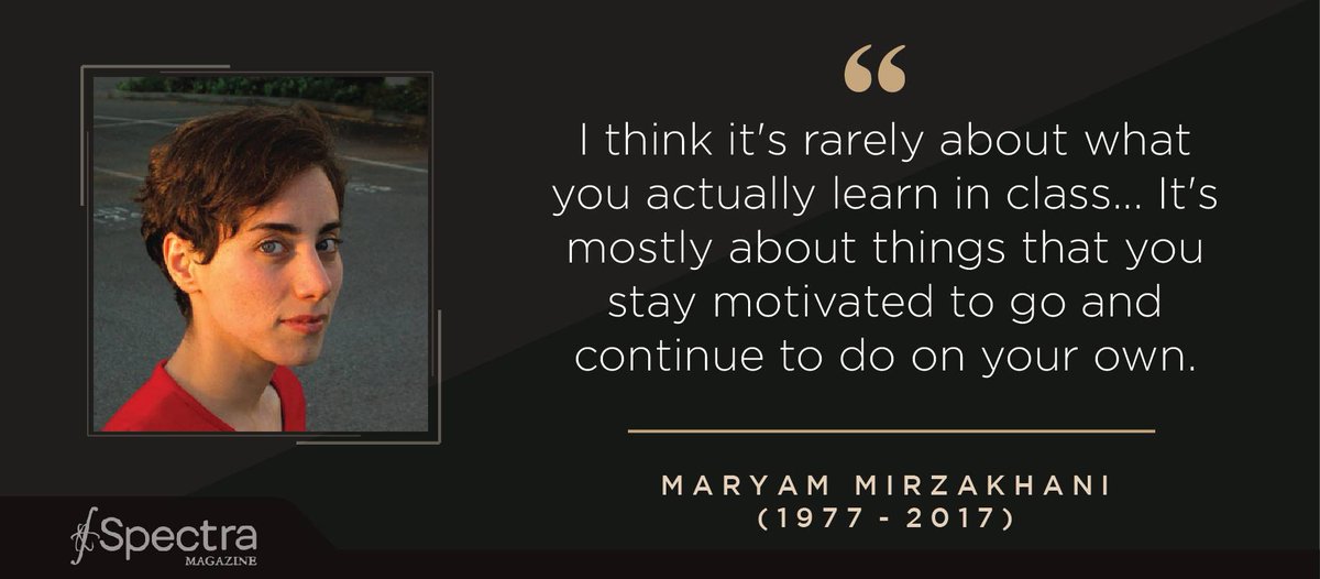 Spectra_sci's tweet photo. In 2014, Maryam was awarded the Fields Medal - the most prestigious award in mathematics. She is both the first, and to date, the only woman and the first Iranian to be honored with the award.
#Spectra #OnThisDay https://t.co/eTJ2gR762I