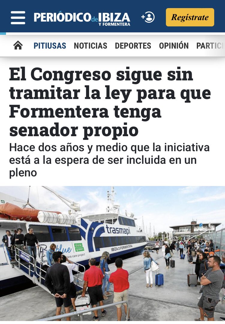 La legislatura se agota y en el PSOE no existe voluntad de impulsar la reforma que otorgaría voz propia a Formentera y pondría en mapa del debate de la política nacional a la menor de las Pitiüses. A Formentera le toca sentarse en el Senado por derecho propio.