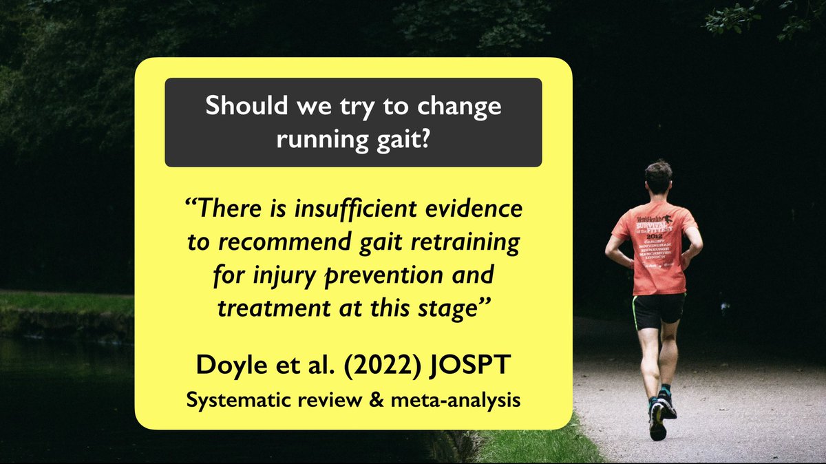 tomgoom's tweet photo. Should we try to change running gait or is it best left alone?!
@TheRunPhysio et al found little evidence that gait retraining is effective in treating or preventing injuries and doesn’t seem to affect performance: https://t.co/oTuyD6RU1e
What do you think? Join the #GaitDebate https://t.co/ypV7PjeQR1