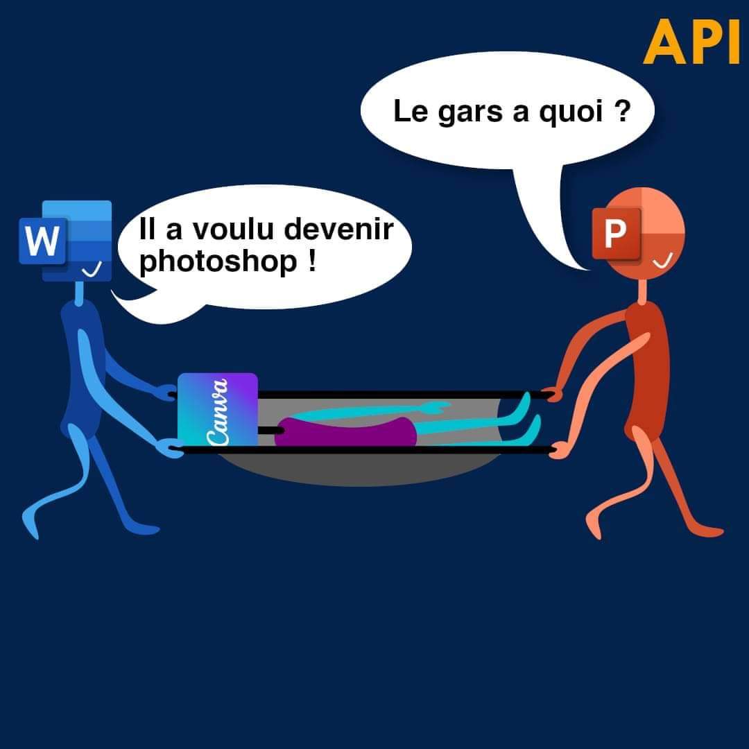 🤣🤣🤣🤣🤣
C'est Word et PowerPoint qui me retiennent 🤣🤣🤣🤣
<a href="/canva/">Canva</a> @api <a href="/Photoshop/">Adobe Photoshop</a> <a href="/enkydesign/">Enky Design</a>