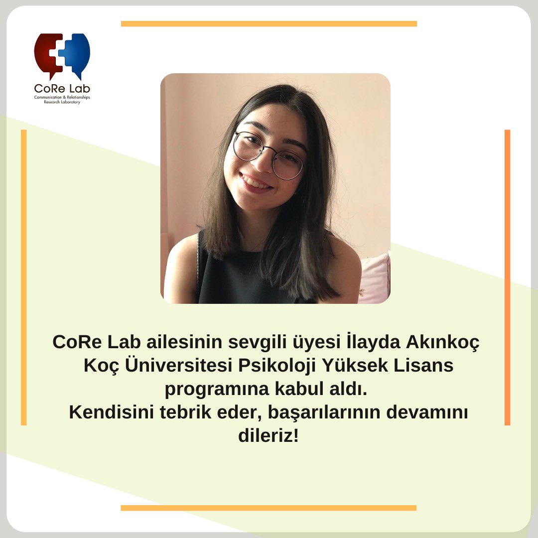 CoRe__Lab's tweet image. Tebrikler sevgili İlayda Akınkoç! Başarılarının devamını dileriz🥳🥳