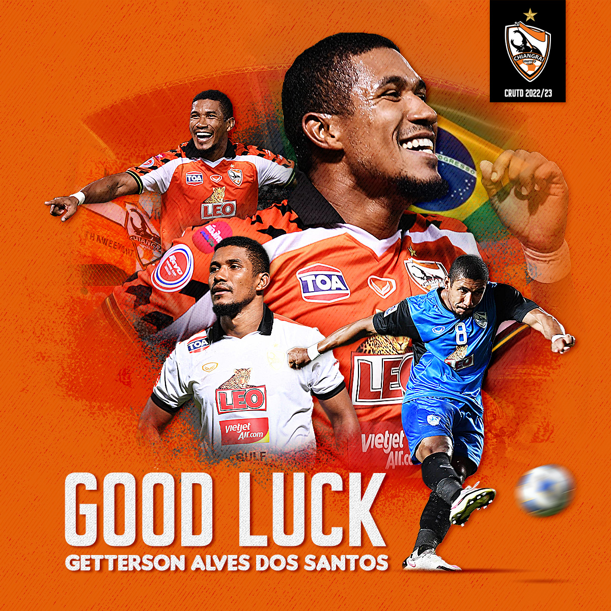 Chiangraiunited's tweet photo. 𝗖𝗥𝗨𝗧𝗗 𝗡𝗘𝗪𝗦 | ขอให้โชคดี "กว่างโซ้งฯ" ประกาศขอบคุณ "Getterson" 
ตลอดระยะเวลาการร่วมทางในเลก 2 ฤดูกาล 2021/22
https://t.co/q8Ch6ICgfp

🧡⚽️⭐️☄️🏆
#GoodLuck #Getterson
#หมู่เฮามาเชียร์เจียงฮาย
#LeoChiangraiUnited
#CRUTD2022 https://t.co/nvTKRzs3Ol