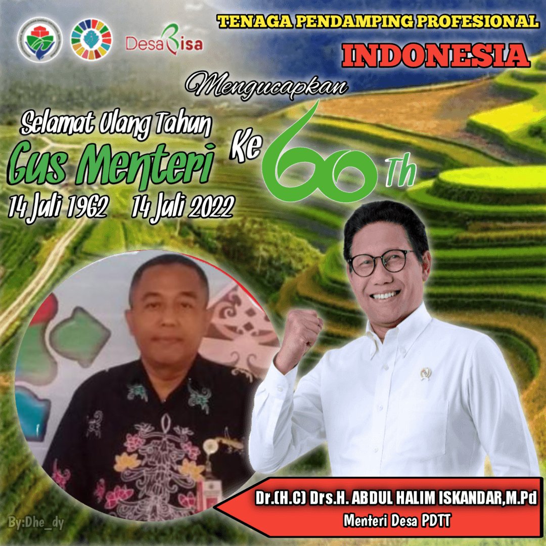 Selamat Ulang Tahun ke 60 Gus Menteri, "Semoga Panjang Umur  dan Sukses Selalu". 
#MetUltahGusHalim
<a href="/jokowi/">Joko Widodo</a> 
<a href="/halimiskandarnu/">ABDUL HALIM ISKANDAR</a> 
@kemendespdtt 
<a href="/malik_haramain/">malikharamain</a> 
<a href="/imansyukri/">Iman Sukri</a> 
<a href="/taufikmadjid71/">IG : taufik.madjid</a> 
@yusradaridesa 
<a href="/azzameldzikrie/">#SantriIndonesia</a> 
<a href="/tppkemendes/">TPP KEMENDES</a> 
<a href="/P3MDKalteng/">P3MD PROV KALTENG</a>
<a href="/P3mdBaritoUtara/">P3MD Barut Kalteng</a>