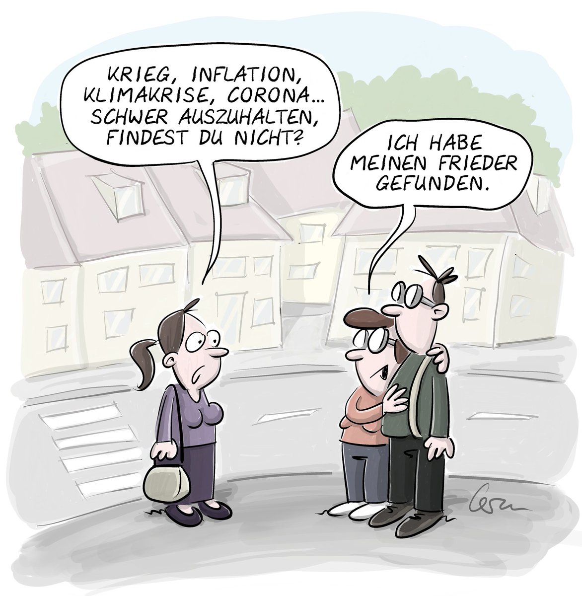 Das Motto für den diesjährigen Deutschen Karikaturenpreis ist "Lass mich in Frieden" und hat mich nicht wirklich abgeholt. Unter anderem ist dieser Cartoon dabei entstanden 😁

#cartoon #corona #ukraine #kroeg #klima #klimakrise #inflation #frieden #peace