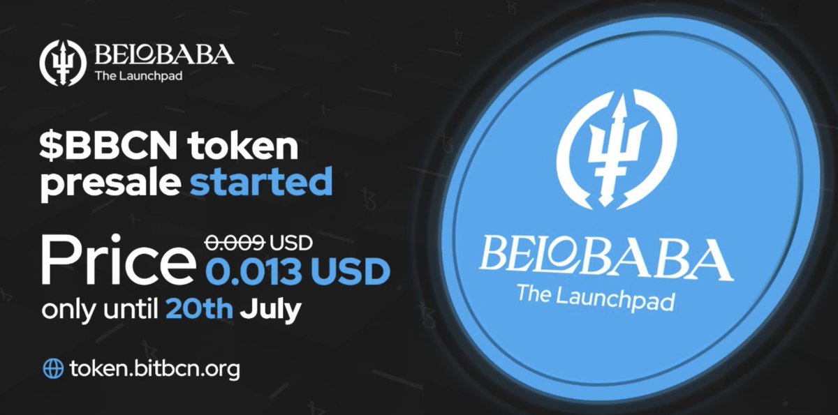 🤯$BBCN Token Pre Sale ends in a few days!!

💰Price: 0.013 USD
📆Only until 20 July!!🚨

Purchase the token here: token.bitcn.org

And join our telegram to stayed tuned!
t.me/bitbcnlaunchpad

#tokens #tokensales #crypto #cryptoassets #bbcn #gaming #gamefi #metaverse