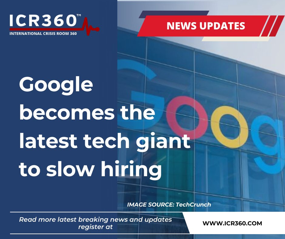 ICR360's tweet image. #Google  plans to slow its pace of hiring for the remainder of the year in the latest sign of tech companies rethinking staffing amid a market downturn that has hit Silicon Valley particularly hard.
 
#technologycrisis

For more information register at icr360.co