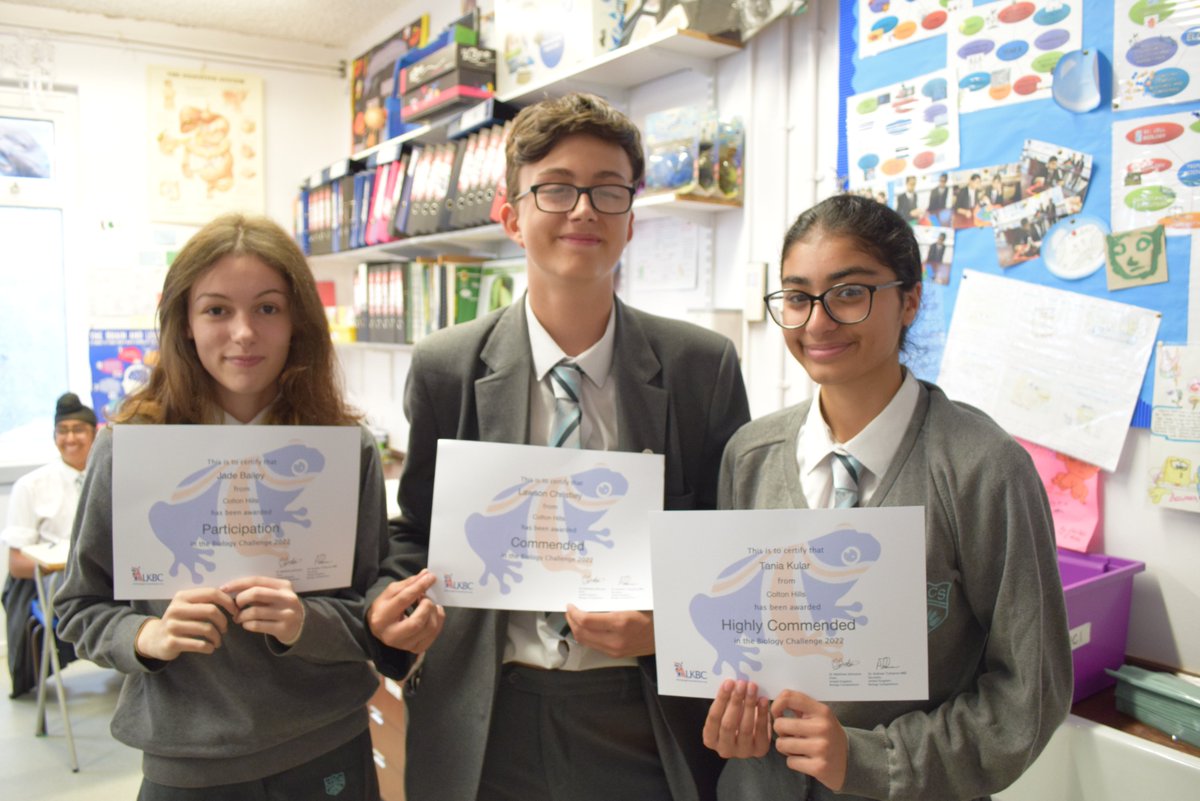 ColtonHillsCS's tweet photo. Well done our year 10 students who competed in the 2022 UK Biology Challenge and attained certificates. Special congratulations to those who achieved commended or highly commended certificates. #Intellectualconfidence and #precision in action. @RoyalSocBio @HPLedu https://t.co/tqXF1pia5U