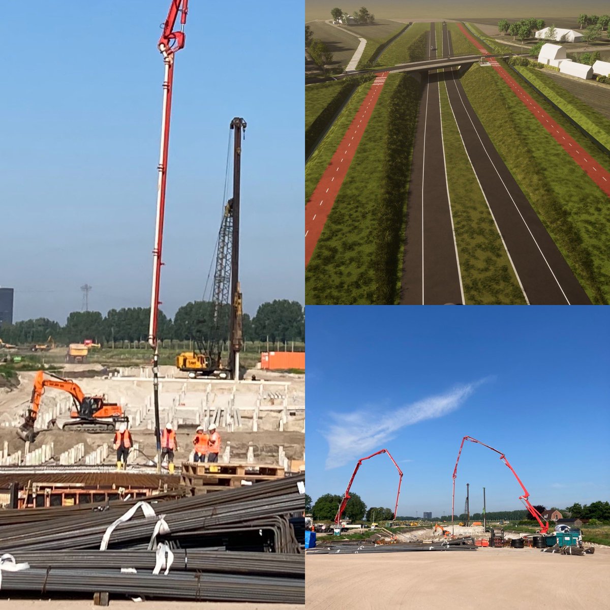 Vanaf 2020 werken we aan de nieuwe Meerstadlaan tussen de P+R en Meerstad. Deel van het werk was het heien van meer dan 1000 (!) palen voor de onderdoorgang onder de Middelberterweg. Nu (bijna) klaar. Halverwege 2023 is de weg open @bureau_meerstad salverda.nl/projecten/onde…