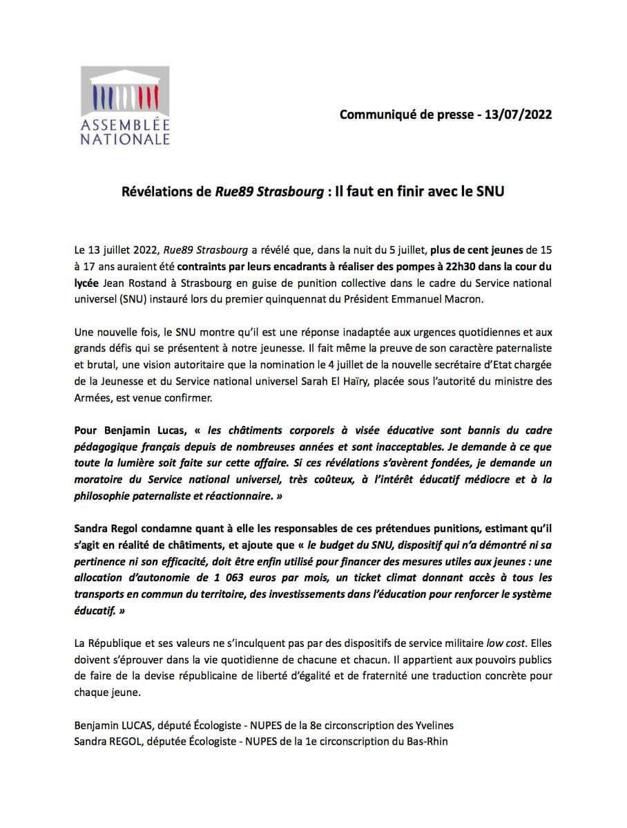 sandraregol's tweet photo. Mme la secrétaire d'état au SNU
@sarahelhairy, il faut en finir avec ce #SNU, qui confond formation avec châtiment, émancipation avec humiliation. Ce qui est arrivé à Strasbourg n'est malheureusement pas un cas isolé : agissez. https://t.co/7kNEkqbenx