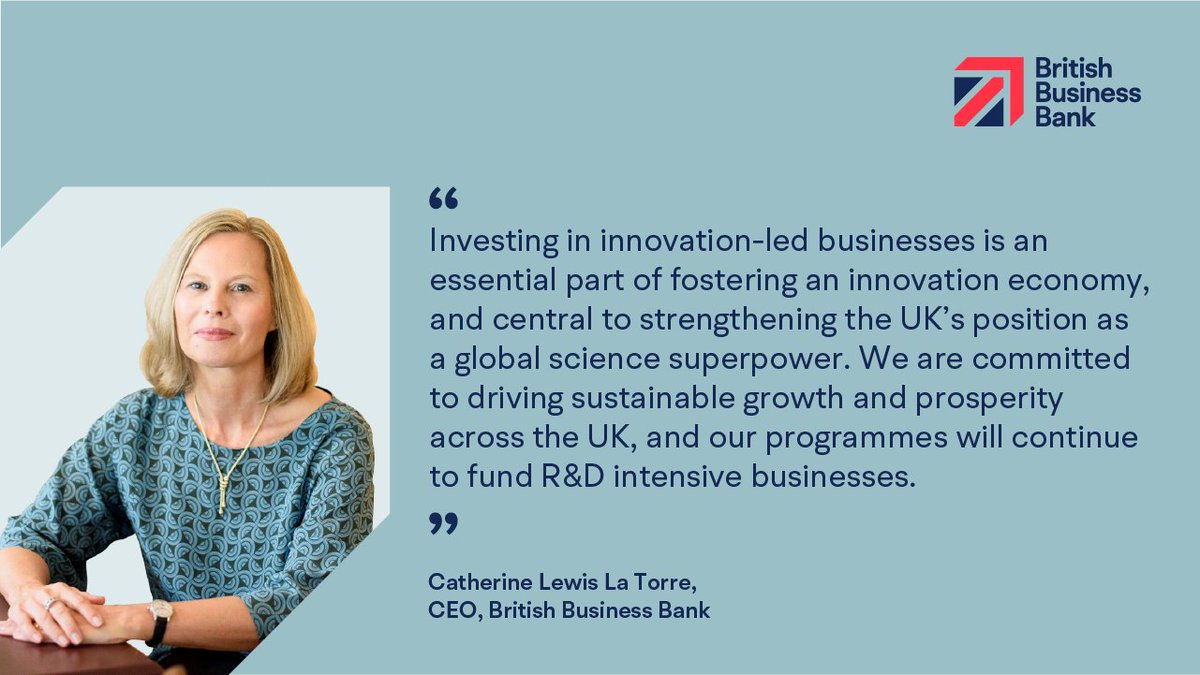 BritishBBank's tweet photo. @UKRI_News @innovateuk We will continue to support innovation-led businesses to help the UK strengthen its role as a global science superpower and drive sustainable growth, says our CEO Catherine Lewis La Torre. 

Read more: https://t.co/VMlPntDKLX https://t.co/y9sLCKYDdb