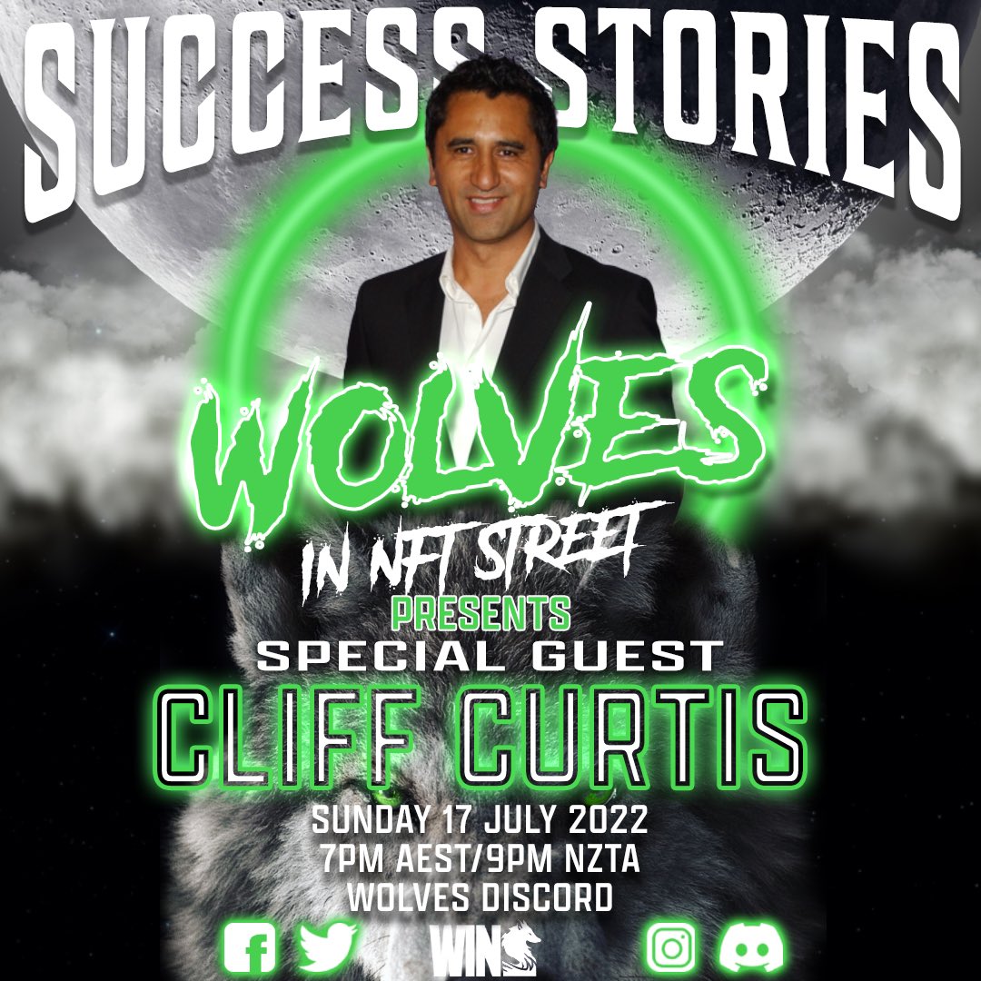 SUCCESSFUL SUNDAYS With Special guest Cliff Curtis. 

Location: THE WOLVES IN NFT ST discord first 100 to get through And GO discord.gg/A7yCR8hJTH

LIKE RT AND COMENT 3 FRIENDS Who want to be considered for our WOLVES WAITING LIST

#wins #wolves #nft #ETH