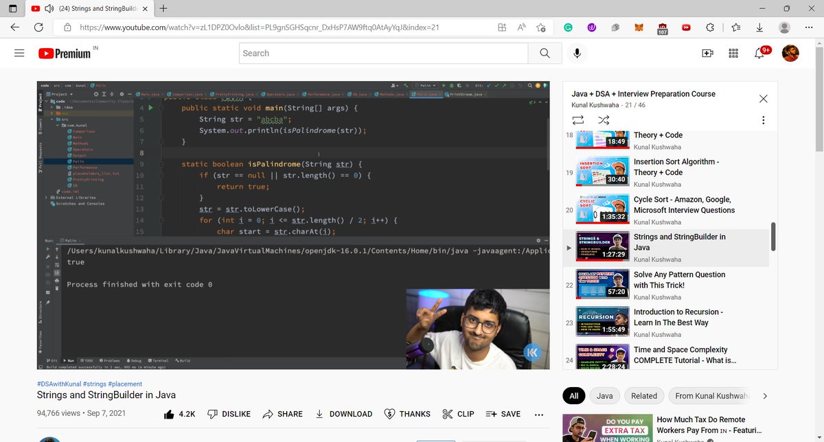 varunstwt's tweet photo. Completed the Strings and StringBuilder video of the DSA Bootcamp. Will now start the leetcode assignments.
#DSAwithKunal https://t.co/SErcmAG6bl