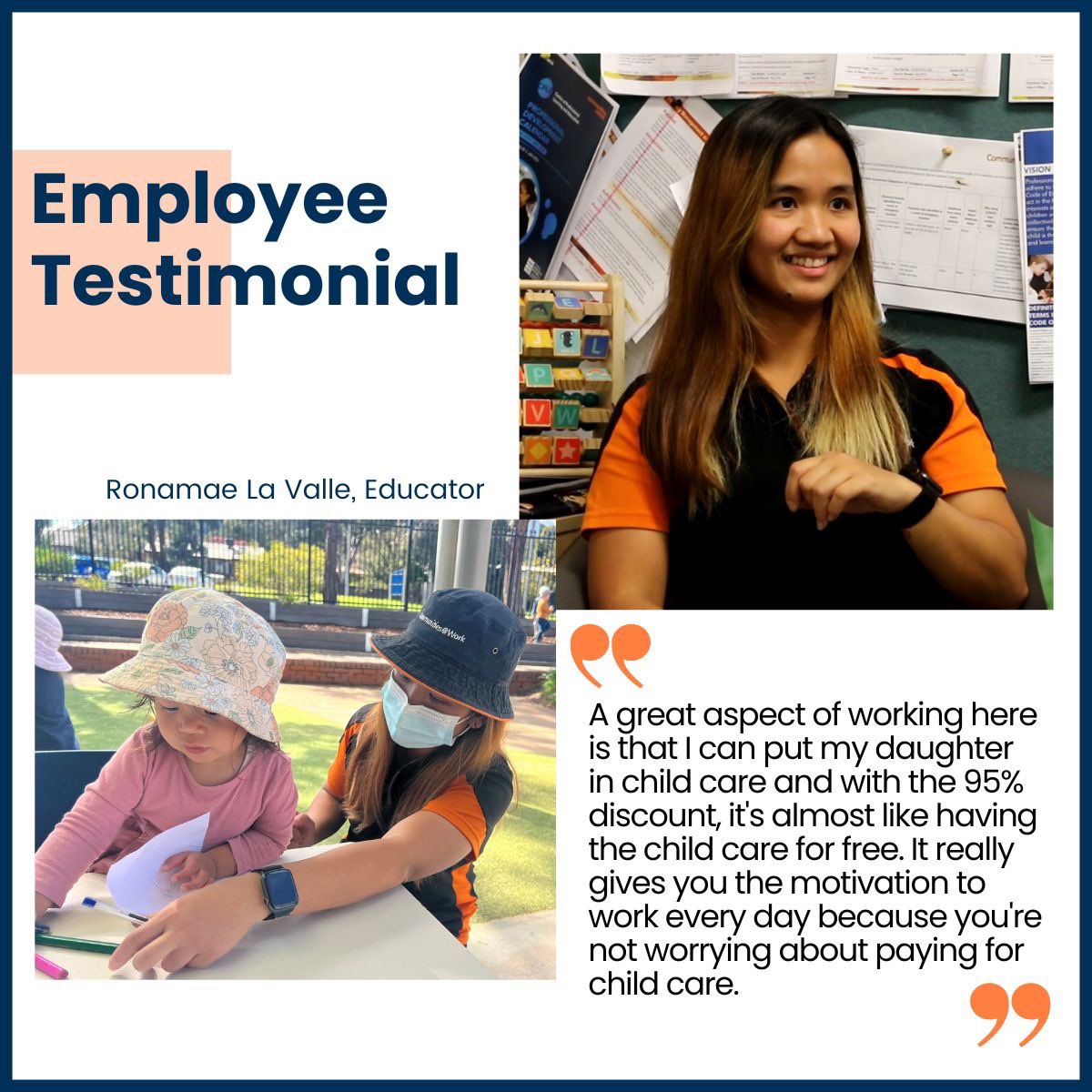 CommsatWork's tweet photo. Educators play a vital role in the development and future success of children. We recognise their importance and deeply value their contribution. This is why we reduced fees by 95% for all our educators who have children enrolled in our #childcare services. #EmployerOfChoice https://t.co/i2cZxlTkCD
