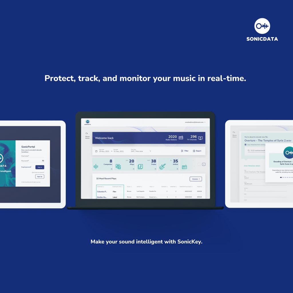 Sonic__Data's tweet image. We are here to deliver the first undetectable and inseparable watermarking technology to the rights holder community. 

Wherever your sound goes, SonicKey follows, so you know when and where it is being used. 

Get played, get paid. 

#SonicData #musicindustry #technology