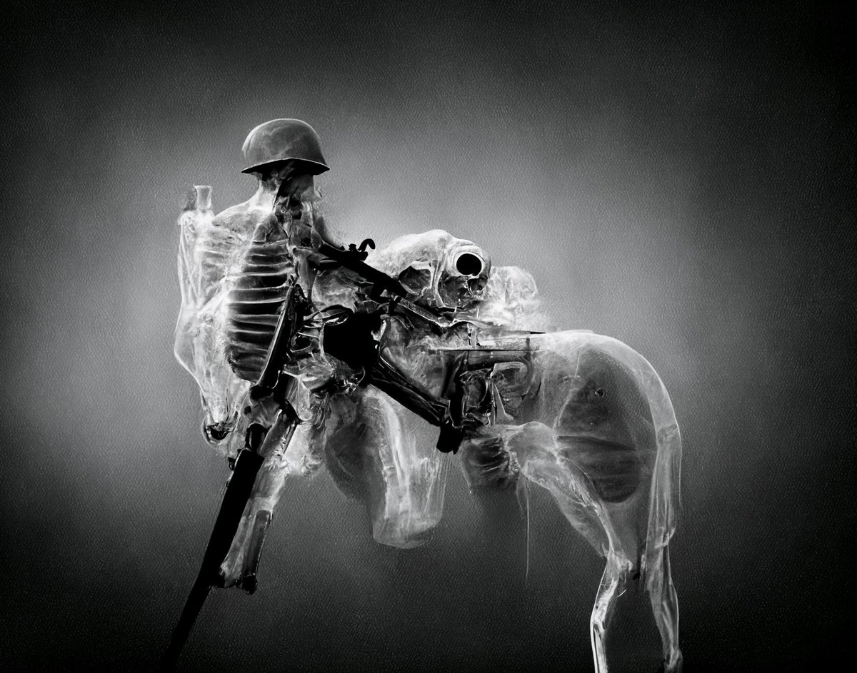 World War 1 Through the Eyes of an X-ray Machine 
A.I. Art Series - Part IV. - Cavalry
#AIart #midjourney